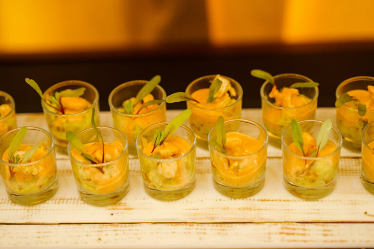 Prawn verrines served in shot glasses
